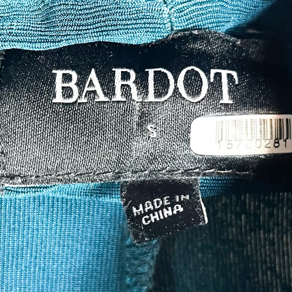 Bardot Wren Wrap Top Teal Blue Long Sleeve Cropped Ruched Criss Cross Sz S - Picture 9 of 11